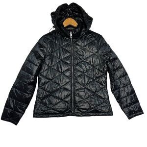 Women’s Massimo Dutti Sz Medium Packable Puffer Coat Insulated Black